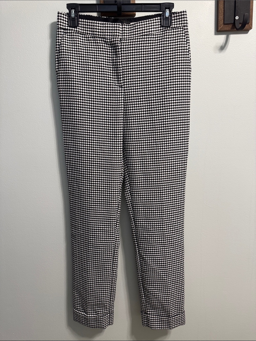Ann Taylor Black & White Houndstooth Dress Pants 2 Tall
